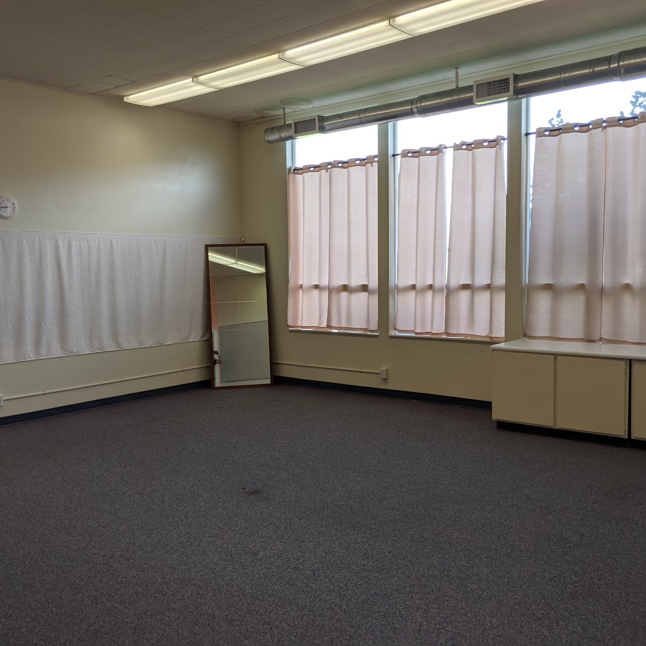 Earlier photograph of the dance classroom; not current condition
